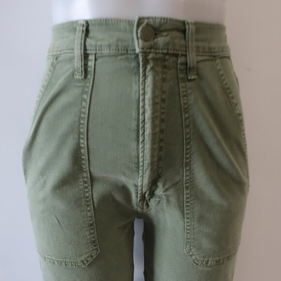 Women Mother The Wrapper Patch Springy Ankle Chalk Avocado Jeans 27 - Picture 4 of 12